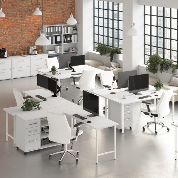 Shop Bush Furniture for you Hustle 60W x 30D L Shaped Computer Desk with Metal Legs 06 HUS003WH  color white