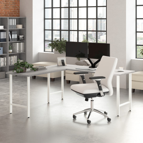 Shop Bush Furniture for you Hustle 72W x 24D L Shaped Computer Desk with Metal Legs 01 HUS002PG  color platinum gray