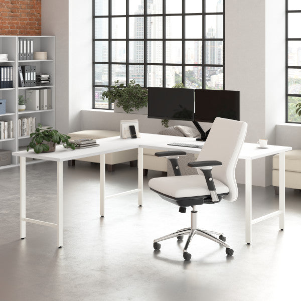 Shop Bush Furniture for you Hustle 72W x 30D Computer Desk with Metal Legs 05 HUD272WH  color white