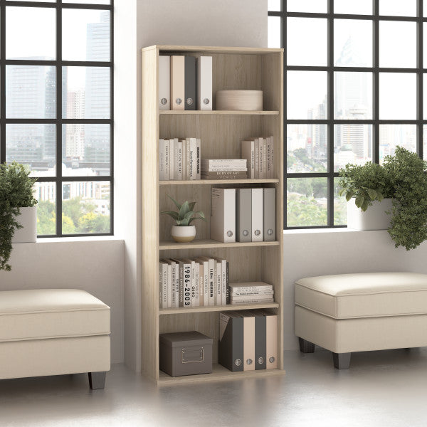 Shop Bush Furniture for you Hustle Tall 5 Shelf Bookcase 01 HUB230NE  color natural elm