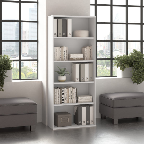 Shop Bush Furniture for you Hustle Tall 5 Shelf Bookcase 01 HUB230WH  color white