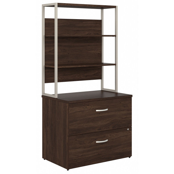 Shop Bush Furniture for you Hybrid 2 Drawer Lateral File Cabinet with Shelves 02 HYB018BWSU  color black walnut