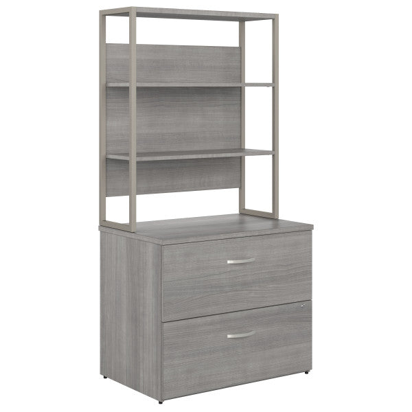 Shop Bush Furniture for you Hybrid 2 Drawer Lateral File Cabinet with Shelves 02 HYB018PGSU  color platinum gray