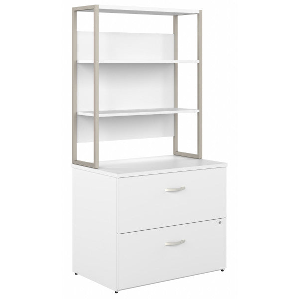 Shop Bush Furniture for you Hybrid 2 Drawer Lateral File Cabinet with Shelves 02 HYB018WHSU  color white