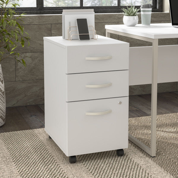 Shop Bush Furniture for you Hybrid 3 Drawer Mobile File Cabinet - Assembled 01 HYF216WHSU-Z  color white