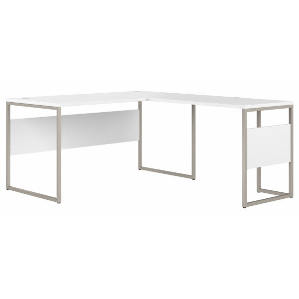 Shop Bush Furniture for you Hybrid 60W x 30D L Shaped Table Desk with Metal Legs 02 HYB027WH  color white