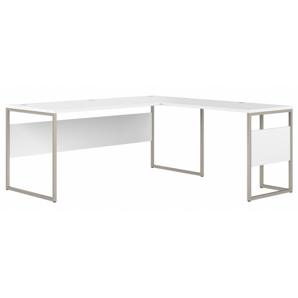 Shop Bush Furniture for you Hybrid 72W x 30D L Shaped Table Desk with Metal Legs 02 HYB026WH  color white