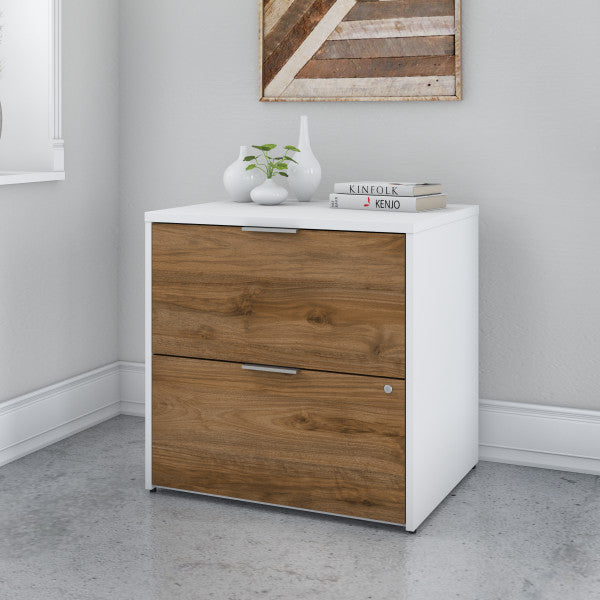 Shop Bush Furniture for you Jamestown 2 Drawer Lateral File Cabinet - Assembled 01 JTF130FWWHSU  color fresh walnut white