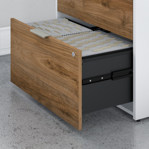 Shop Bush Furniture for you Jamestown 2 Drawer Lateral File Cabinet - Assembled 07 JTF130FWWHSU  color fresh walnut white