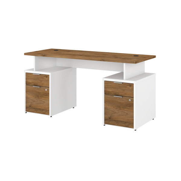 Shop Bush Furniture for you Jamestown 60W Desk with 4 Drawers 02 JTN017FWWHSU  color fresh walnut white