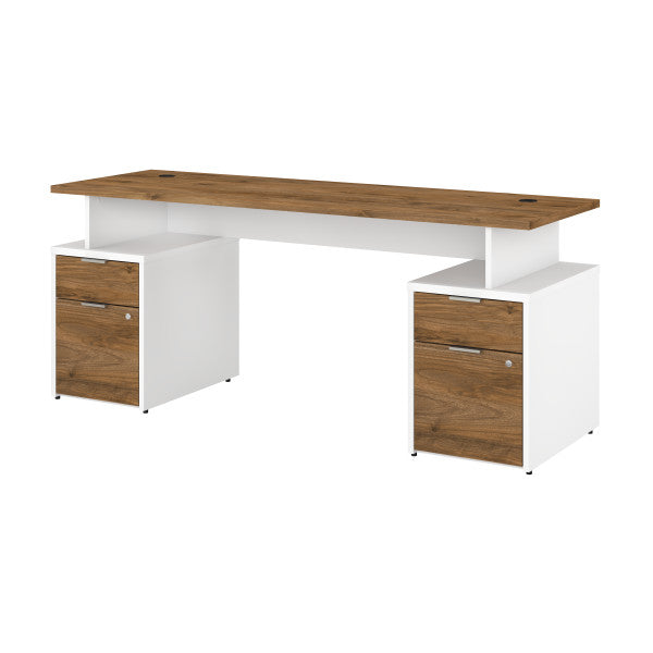 Shop Bush Furniture for you Jamestown 72W Desk with 4 Drawers 02 JTN005FWWHSU  color fresh walnut white