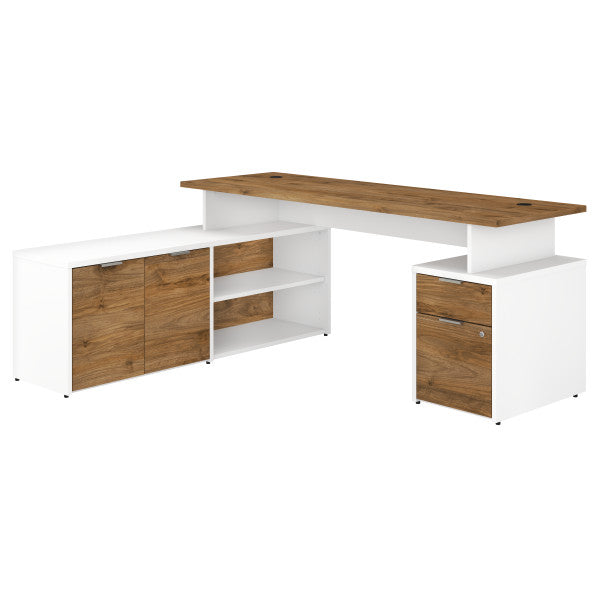 Shop Bush Furniture for you Jamestown 72W L Shaped Desk with Drawers 02 JTN009FWWHSU  color fresh walnut white