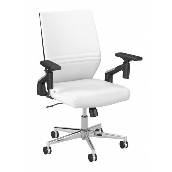 Shop Bush Furniture for you Laguna Mid Back Leather Office Chair 02 CH2701WHL-03  color white leather