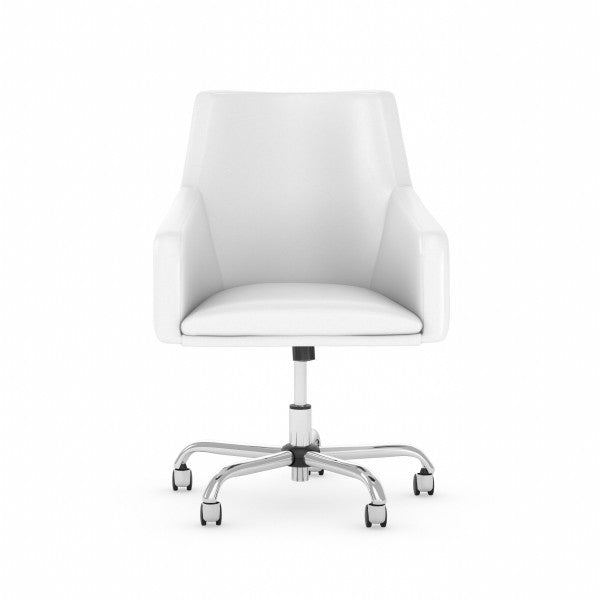 Shop Bush Furniture for you London Mid Back Leather Box Chair 02 CH2401WHL-03  color white leather