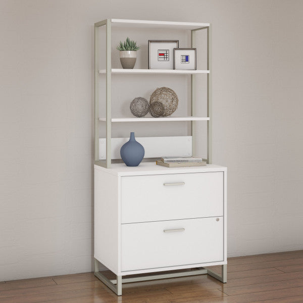 Shop Bush Furniture for you Method 2 Drawer Lateral File Cabinet with Hutch 01 MTH012WHSU  color white