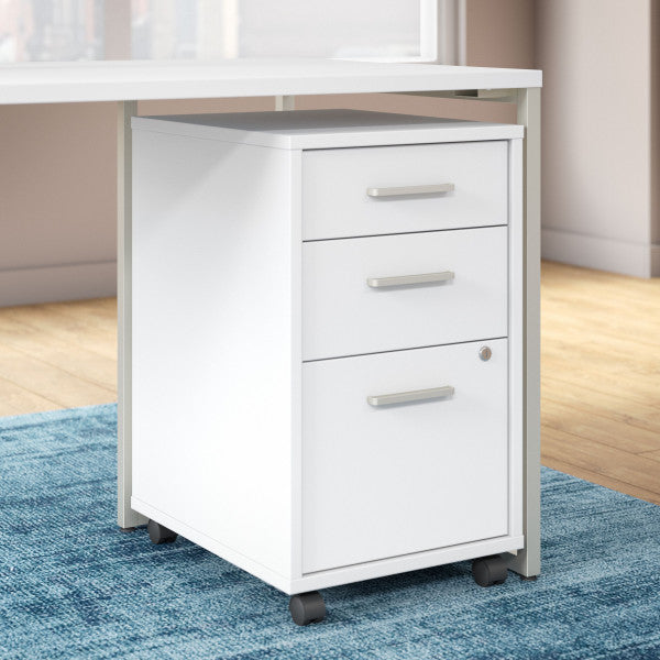 Shop Bush Furniture for you Method 3 Drawer Mobile File Cabinet - Assembled 01 KI70203SU  color white