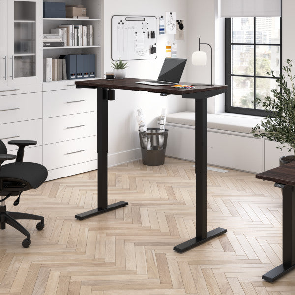 Shop Bush Furniture for you Move 40 Series 48W x 24D Electric Height Adjustable Standing Desk 01 M4S4824BWBK  color black walnut black powder coat