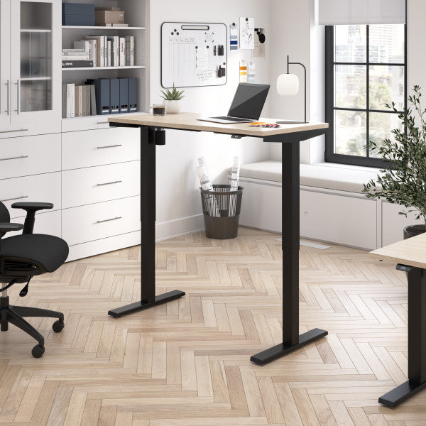 Shop Bush Furniture for you Move 40 Series 48W x 24D Electric Height Adjustable Standing Desk 01 M4S4824NEBK  color natural elm black powder coat