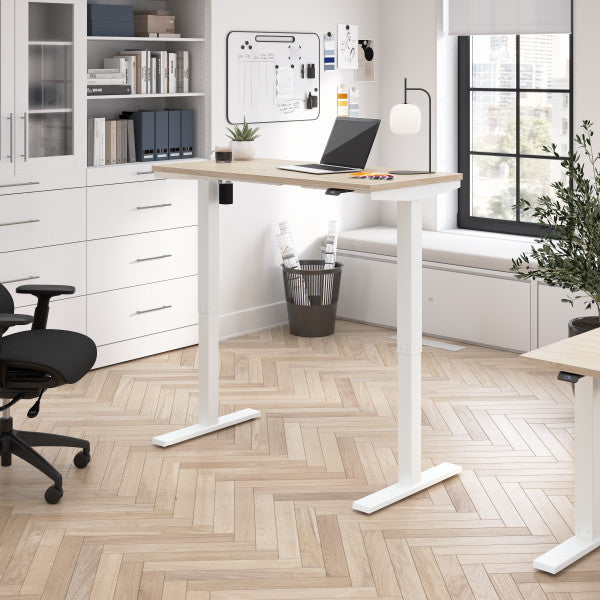 Shop Bush Furniture for you Move 40 Series 48W x 24D Electric Height Adjustable Standing Desk 01 M4S4824NEWK  color natural elm white powder coat