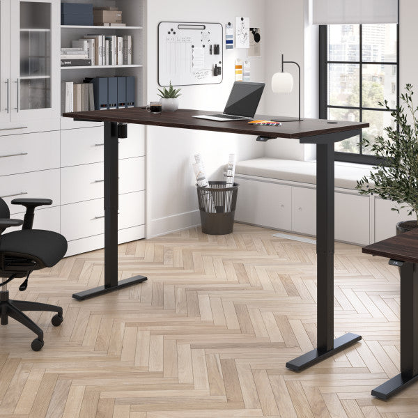 Shop Bush Furniture for you Move 40 Series 72W x 30D Electric Height Adjustable Standing Desk 01 M4S7230BWBK  color black walnut black powder coat