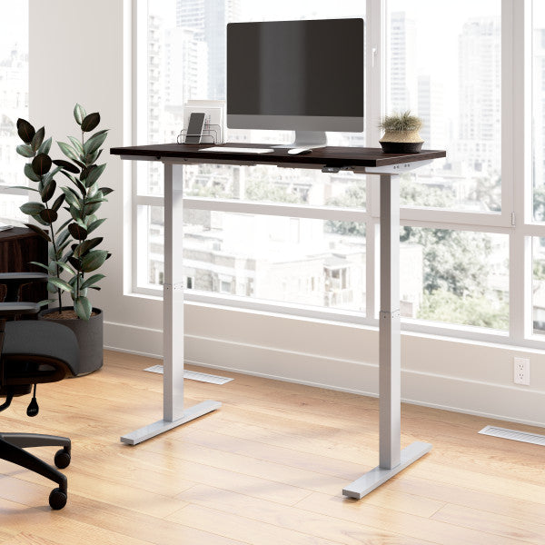 Shop Bush Furniture for you Move 60 Series 48W x 24D Electric Height Adjustable Standing Desk 01 M6S4824BWSK  color black walnut cool gray metallic