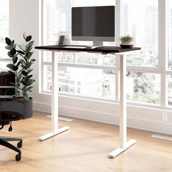 Shop Bush Furniture for you Move 60 Series 48W x 24D Electric Height Adjustable Standing Desk 01 M6S4824BWWK  color black walnut white powder coat