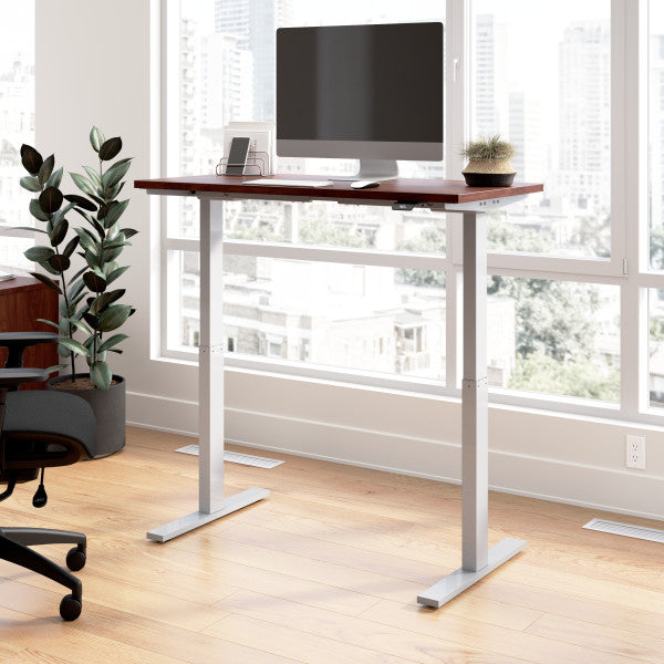 Shop Bush Furniture for you Move 60 Series 48W x 24D Electric Height Adjustable Standing Desk 01 M6S4824HCSK  color hansen cherry cool gray metallic