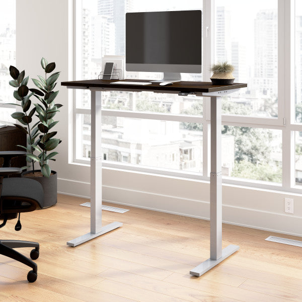 Shop Bush Furniture for you Move 60 Series 48W x 24D Electric Height Adjustable Standing Desk 01 M6S4824MRSK  color mocha cherry cool gray metallic