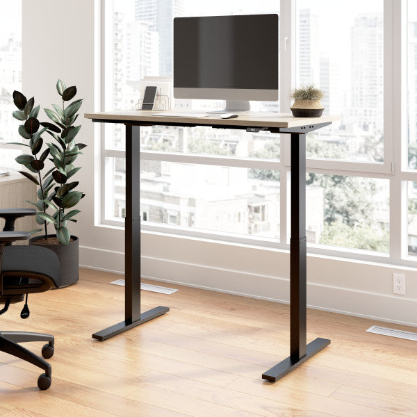 Shop Bush Furniture for you Move 60 Series 48W x 24D Electric Height Adjustable Standing Desk 01 M6S4824NEBK  color natural elm black powder coat