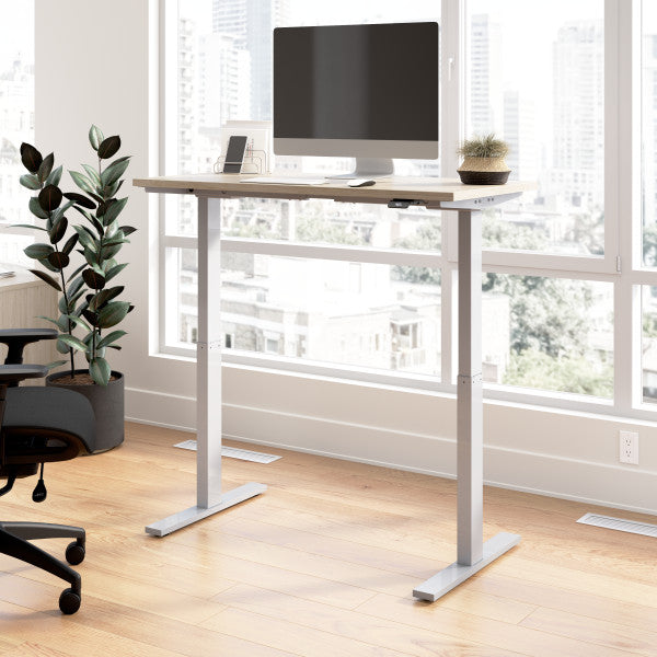 Shop Bush Furniture for you Move 60 Series 48W x 24D Electric Height Adjustable Standing Desk 01 M6S4824NESK  color natural elm cool gray metallic