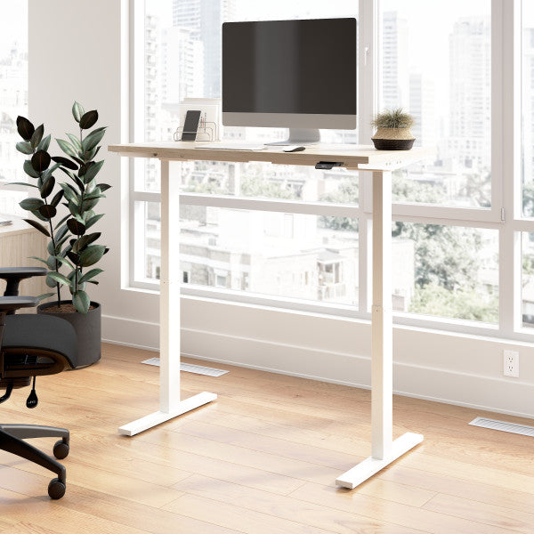 Shop Bush Furniture for you Move 60 Series 48W x 24D Electric Height Adjustable Standing Desk 01 M6S4824NEWK  color natural elm white powder coat