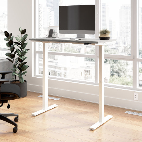 Shop Bush Furniture for you Move 60 Series 48W x 24D Electric Height Adjustable Standing Desk 01 M6S4824PGWK  color platinum gray white powder coat