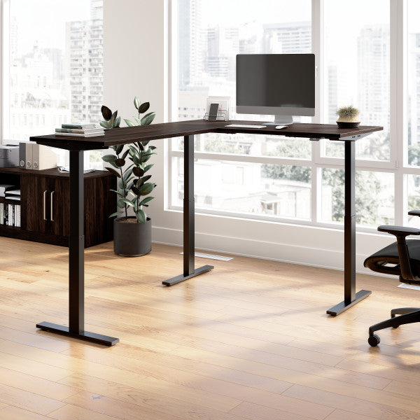 Shop Bush Furniture for you Move 60 Series 60W Height Adjustable L Shaped Standing Desk 01 M6SL6078BWBK  color black walnut black powder coat