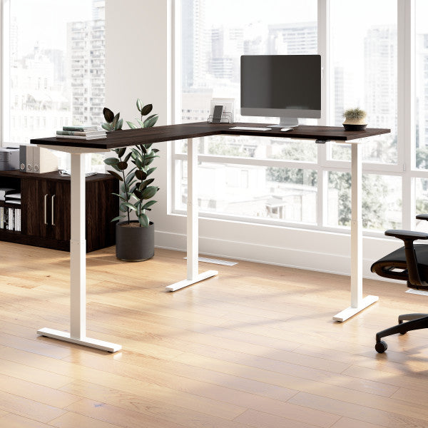 Shop Bush Furniture for you Move 60 Series 60W Height Adjustable L Shaped Standing Desk 01 M6SL6078BWWK  color black walnut white powder coat