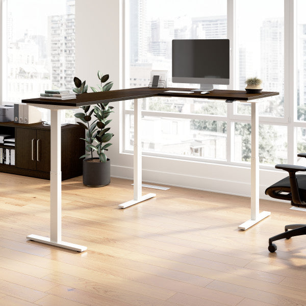 Shop Bush Furniture for you Move 60 Series 60W Height Adjustable L Shaped Standing Desk 01 M6SL6078MRWK  color mocha cherry white powder coat