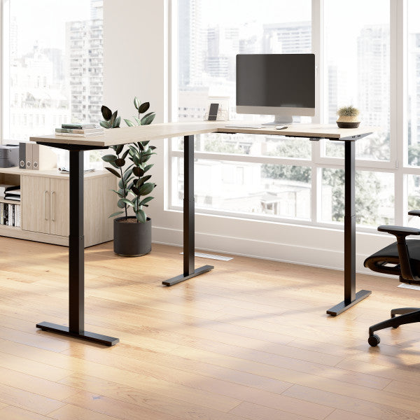 Shop Bush Furniture for you Move 60 Series 60W Height Adjustable L Shaped Standing Desk 01 M6SL6078NEBK  color natural elm black powder coat