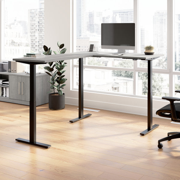 Shop Bush Furniture for you Move 60 Series 60W Height Adjustable L Shaped Standing Desk 01 M6SL6078PGBK  color platinum gray black powder coat