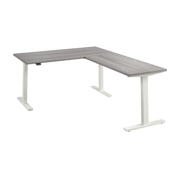 Shop Bush Furniture for you Move 60 Series 60W Height Adjustable L Shaped Standing Desk 02 M6SL6078PGWK  color platinum gray white powder coat