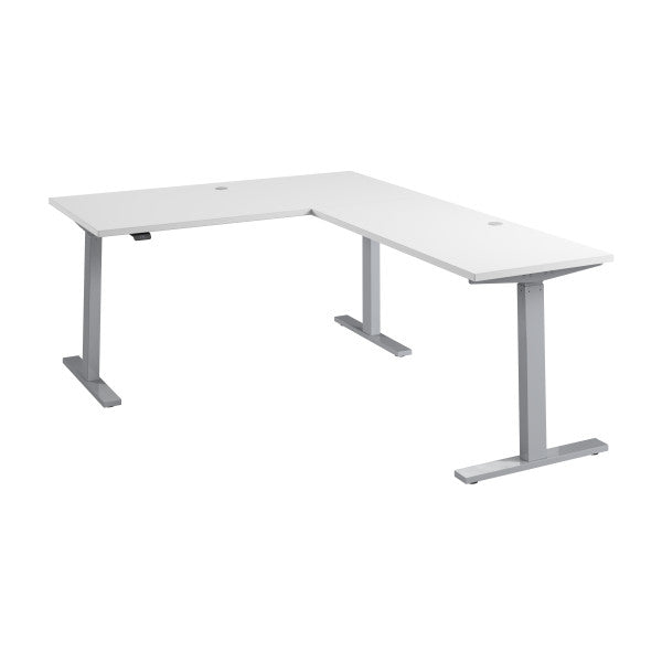 Shop Bush Furniture for you Move 60 Series 60W Height Adjustable L Shaped Standing Desk 02 M6SL6078WHSK  color white cool gray metallic