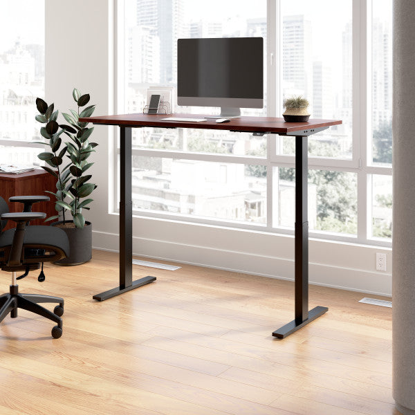 Shop Bush Furniture for you Move 60 Series 60W x 30D Electric Height Adjustable Standing Desk 01 M6S6030HCBK  color hansen cherry black powder coat