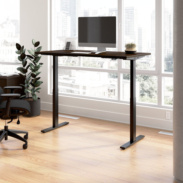 Shop Bush Furniture for you Move 60 Series 60W x 30D Electric Height Adjustable Standing Desk 01 M6S6030MRBK  color mocha cherry black powder coat