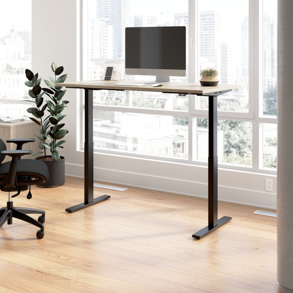 Shop Bush Furniture for you Move 60 Series 60W x 30D Electric Height Adjustable Standing Desk 01 M6S6030NEBK  color natural elm black powder coat