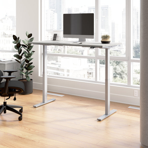 Shop Bush Furniture for you Move 60 Series 60W x 30D Electric Height Adjustable Standing Desk 01 M6S6030PGSK  color platinum gray cool gray metallic