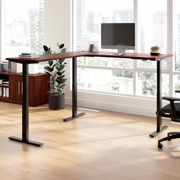 Shop Bush Furniture for you Move 60 Series 72W Height Adjustable L Shaped Standing Desk 01 M6SL7278HCBK  color hansen cherry black powder coat