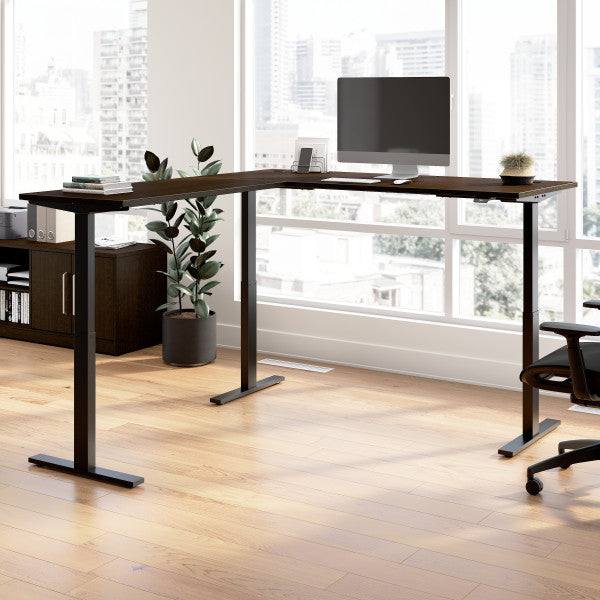 Shop Bush Furniture for you Move 60 Series 72W Height Adjustable L Shaped Standing Desk 01 M6SL7278MRBK  color mocha cherry black powder coat