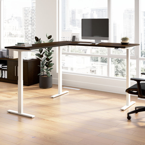 Shop Bush Furniture for you Move 60 Series 72W Height Adjustable L Shaped Standing Desk 01 M6SL7278MRWK  color mocha cherry white powder coat