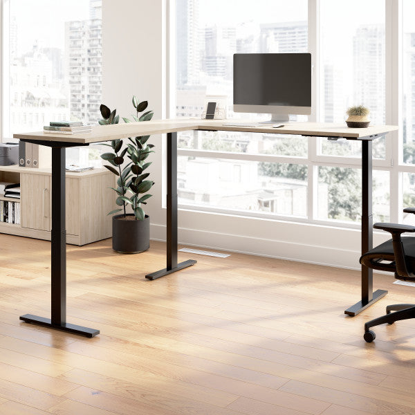 Shop Bush Furniture for you Move 60 Series 72W Height Adjustable L Shaped Standing Desk 01 M6SL7278NEBK  color natural elm black powder coat