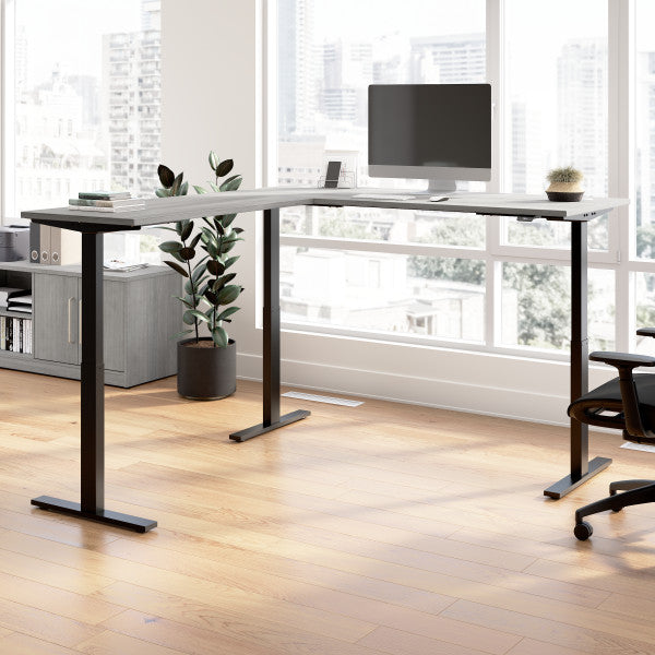 Shop Bush Furniture for you Move 60 Series 72W Height Adjustable L Shaped Standing Desk 01 M6SL7278PGBK  color platinum gray black powder coat