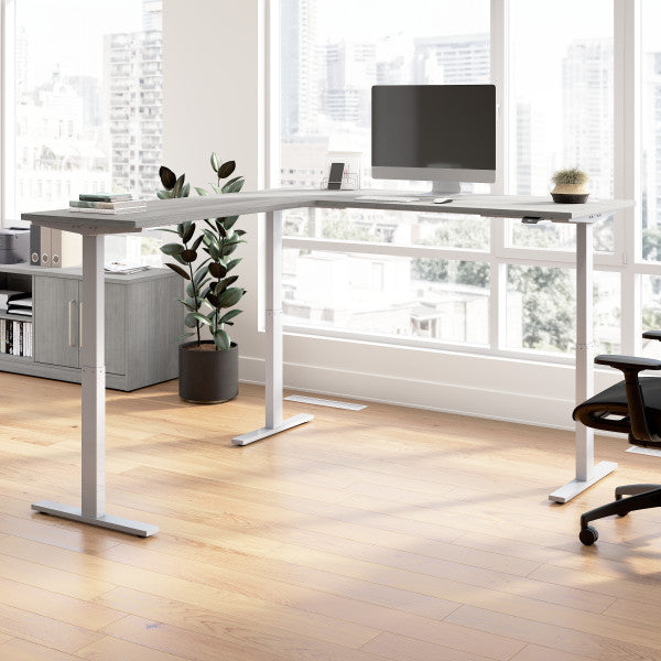 Shop Bush Furniture for you Move 60 Series 72W Height Adjustable L Shaped Standing Desk 01 M6SL7278PGSK  color platinum gray cool gray metallic