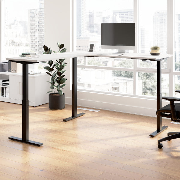 Shop Bush Furniture for you Move 60 Series 72W Height Adjustable L Shaped Standing Desk 01 M6SL7278WHBK  color white black powder coat